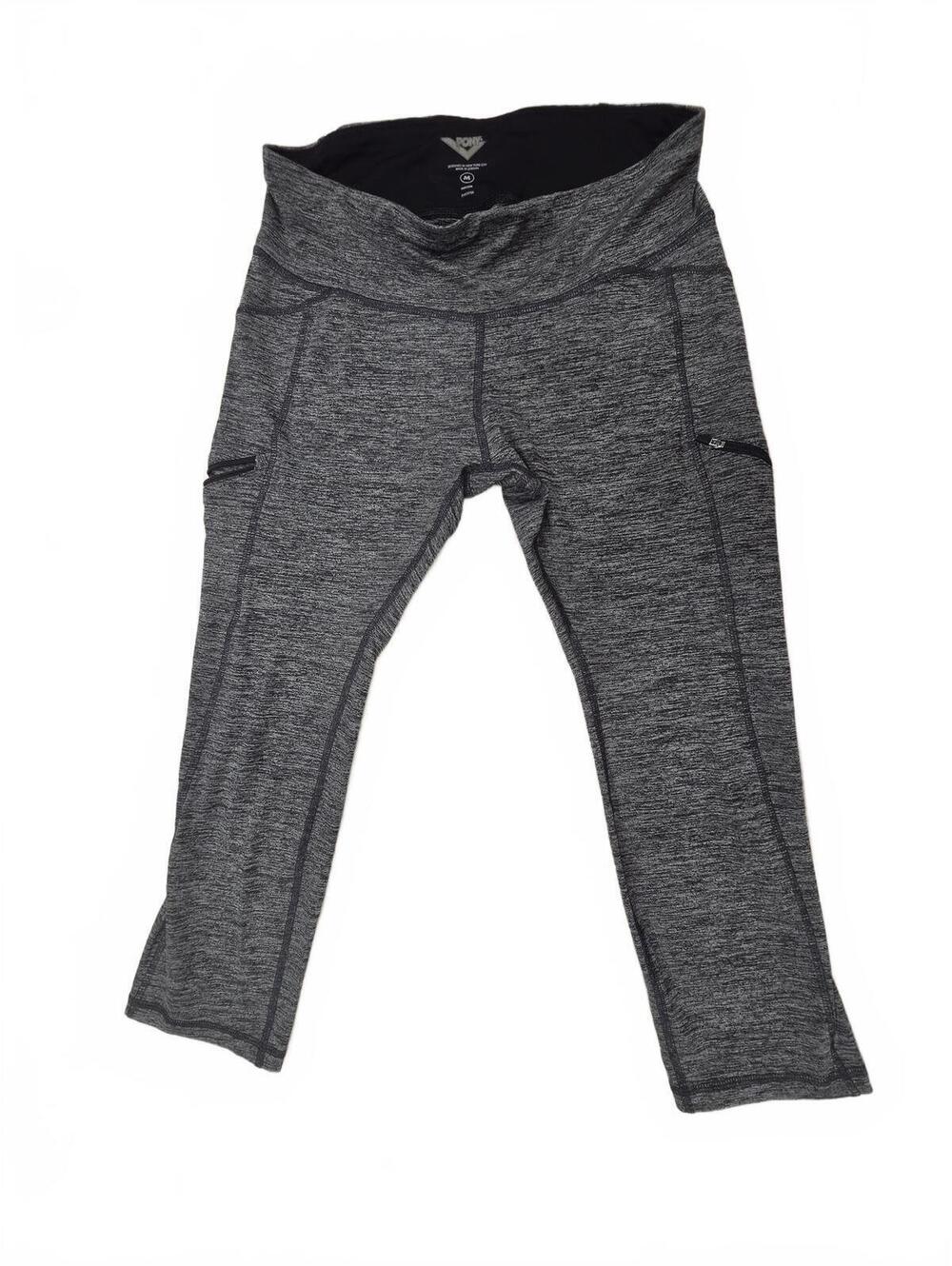 Pony Heather Grey Capri Leggings Womens Size M Zipper Pockets Crop Athletic